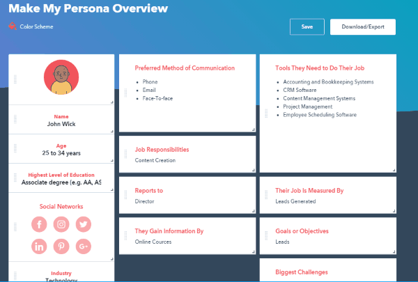 This is the make my persona tool from hubspot